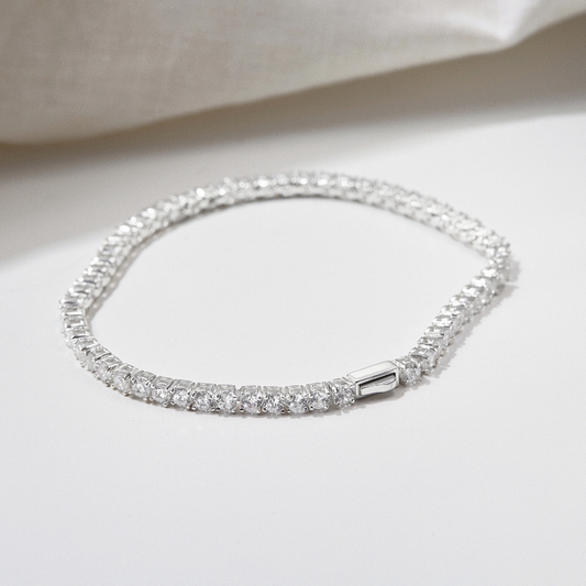 925 Sterling Silver Bracelet with Full Tennis Stone Embellishments - VCB501