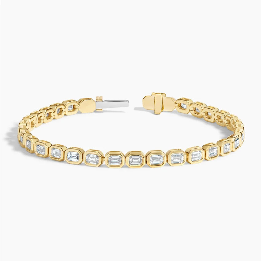 Emerald Bezel Tennis Bracelet ( 3 ct tw. ) CVD Diamonds 18K Yellow Gold