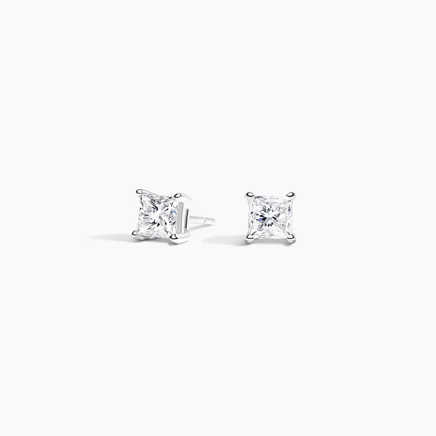 Princess Stud Lab Diamond Earrings ( 0.12 ct * 2 ) 18K White Gold
