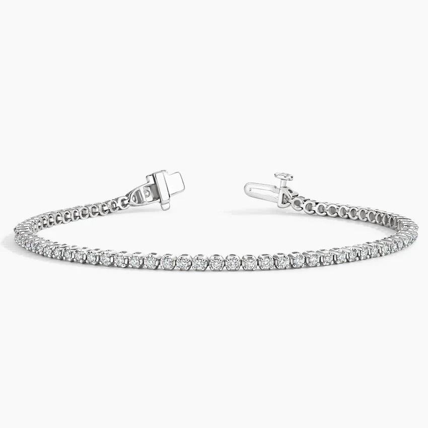 Round Bezel Tennis Bracelet (1 ct tw.) CVD Diamonds 18K White Gold