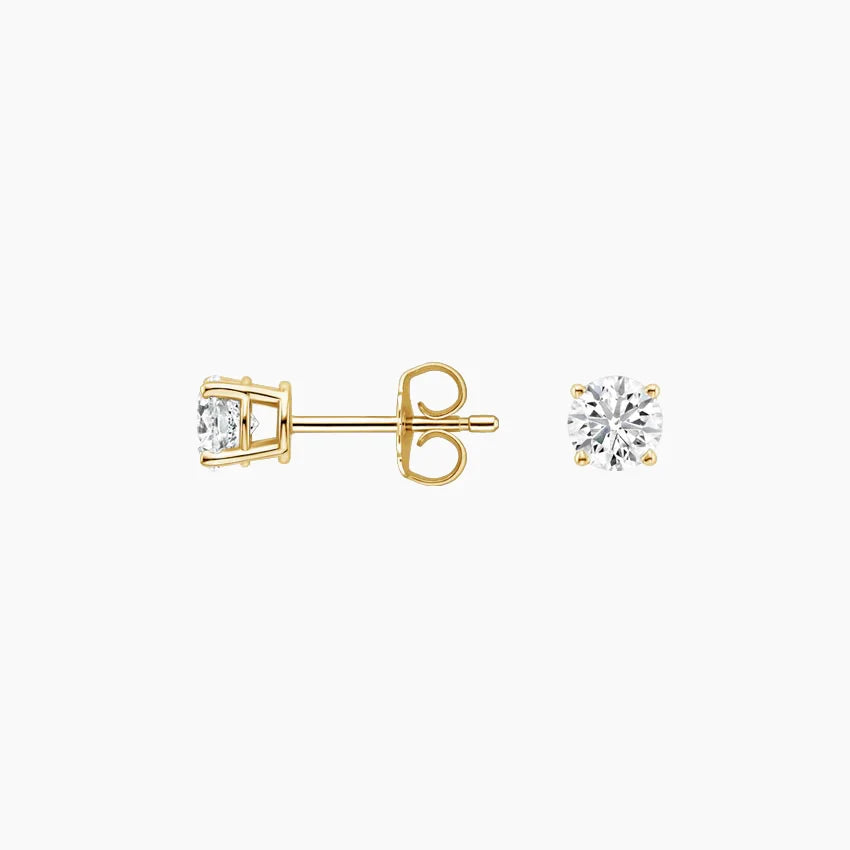 Round Stud Lab Diamond Earrings ( 0.15 ct * 2 ) 18K Yellow Gold
