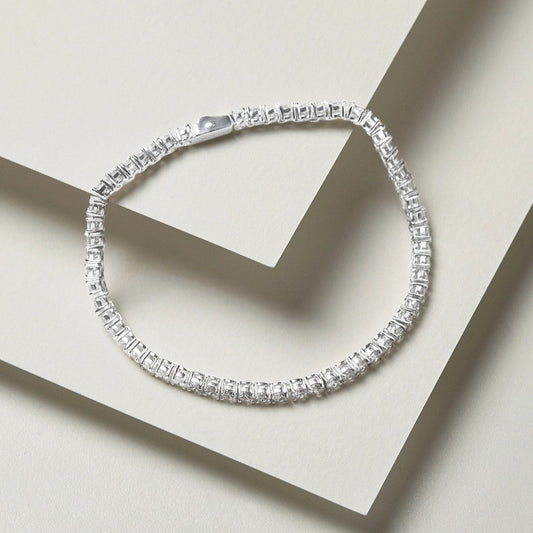 925 Sterling Silver Bracelet with Full Tennis Stone Embellishments - VCB501