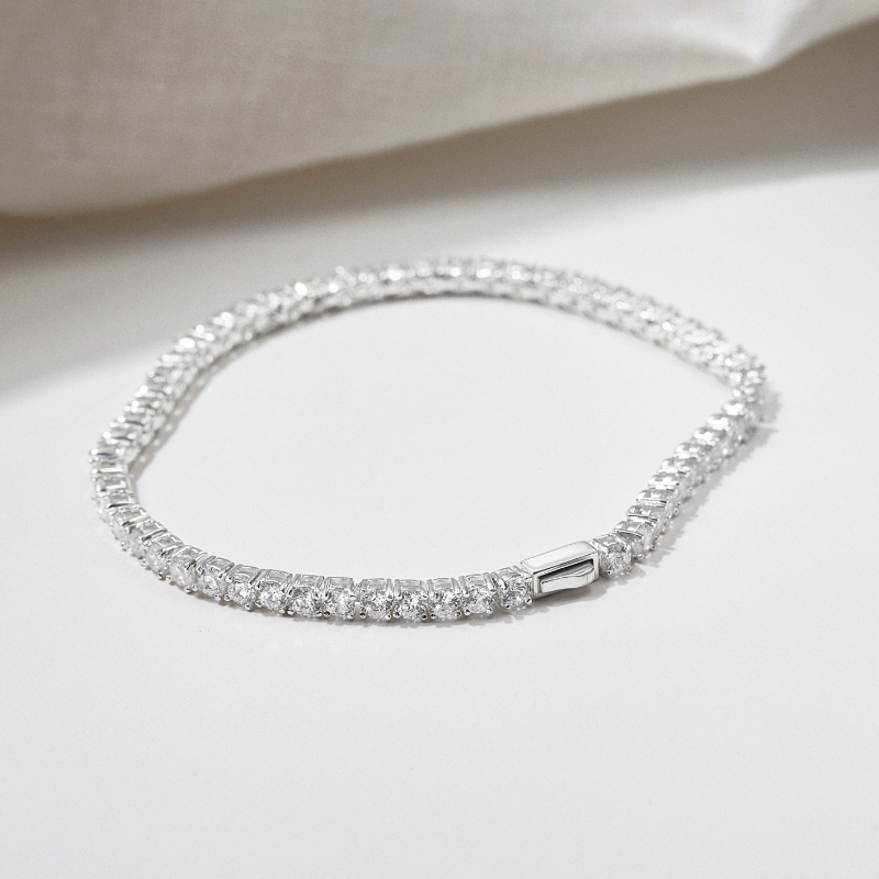 925 Sterling Silver Bracelet with Full Tennis Stone Embellishments - VCB501