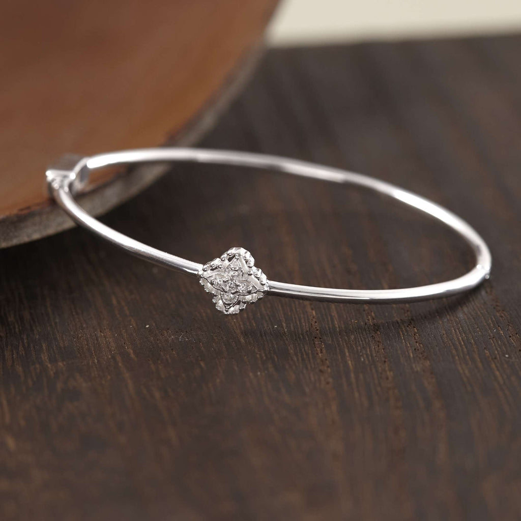 925 Sterling Silver Four-Leaf Clover Bracelet with Gemstones - VCB521