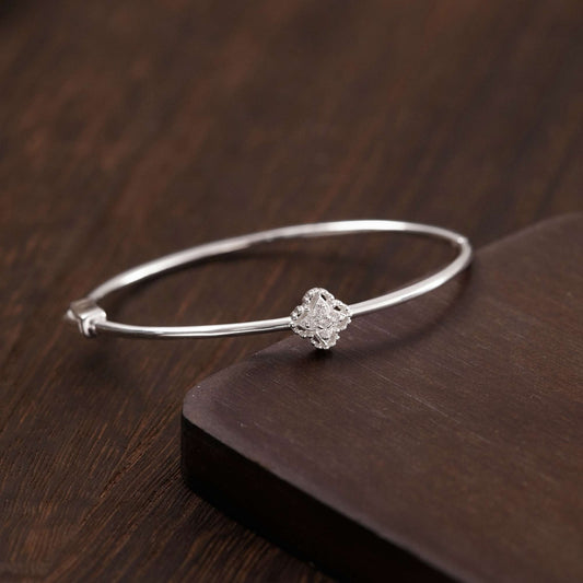 925 Sterling Silver Four-Leaf Clover Bracelet with Gemstones - VCB521