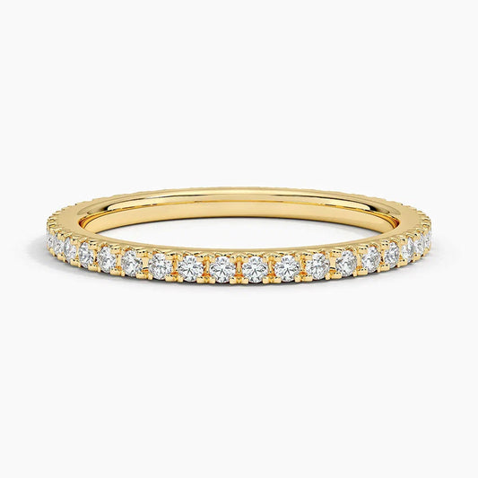Eternity French Pave Lab Grown Diamond Band Ring 18K Yellow Gold - Round