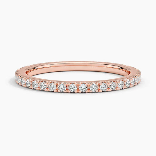 Eternity French Pave Lab Grown Diamond Band Ring 18K Rose Gold - Round