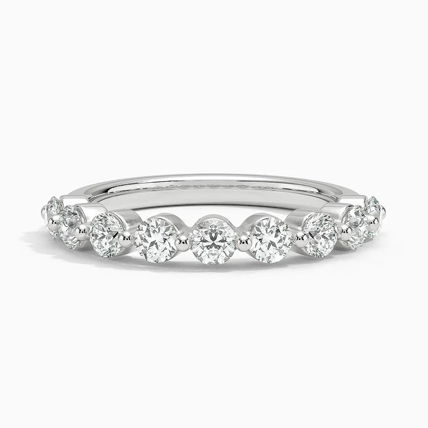 Half Eternity Lab Grown Diamond Ring Band 18K White Gold - Reverie