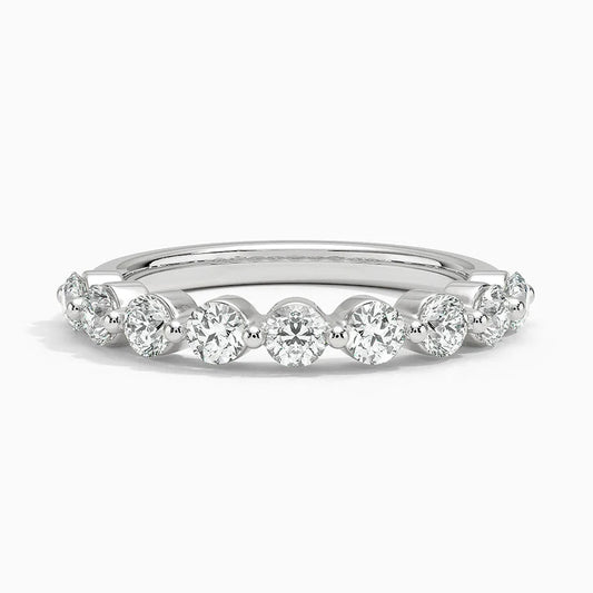 Half Eternity Lab Grown Diamond Ring Band 18K White Gold - Reverie