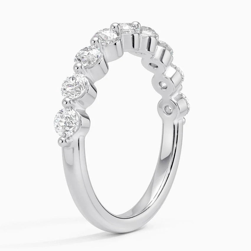 Half Eternity Lab Grown Diamond Ring Band 18K White Gold - Reverie