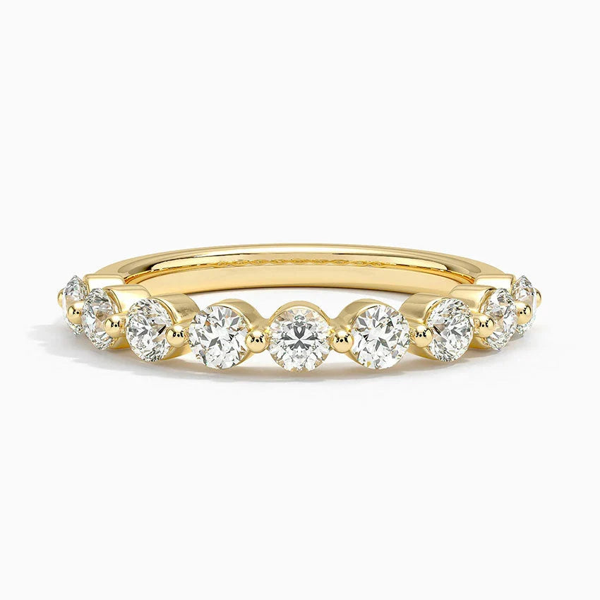 Half Eternity Lab Grown Diamond Ring Band 18K Yellow Gold - Reverie
