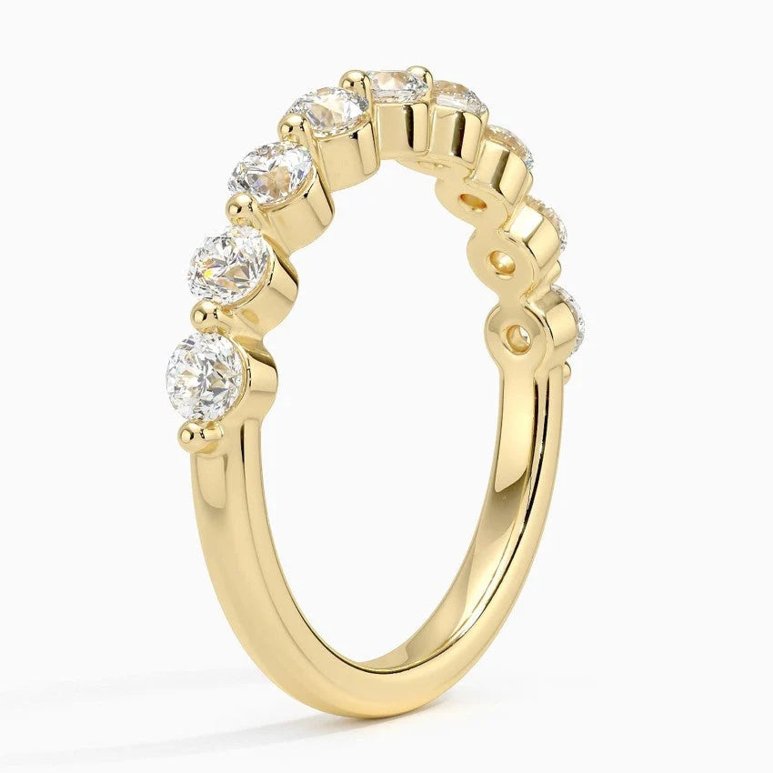 Half Eternity Lab Grown Diamond Ring Band 18K Yellow Gold - Reverie