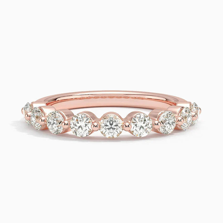 Half Eternity Lab Grown Diamond Ring Band 18K Rose Gold - Reverie
