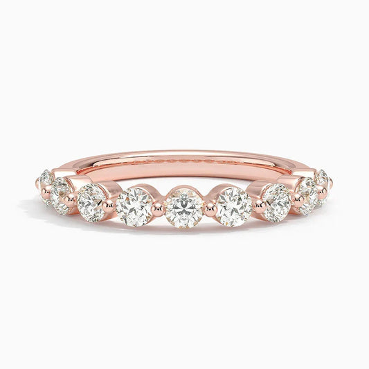 Half Eternity Lab Grown Diamond Ring Band 18K Rose Gold - Reverie