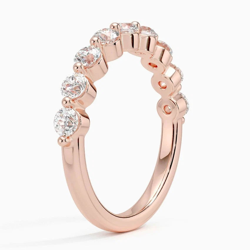 Half Eternity Lab Grown Diamond Ring Band 18K Rose Gold - Reverie