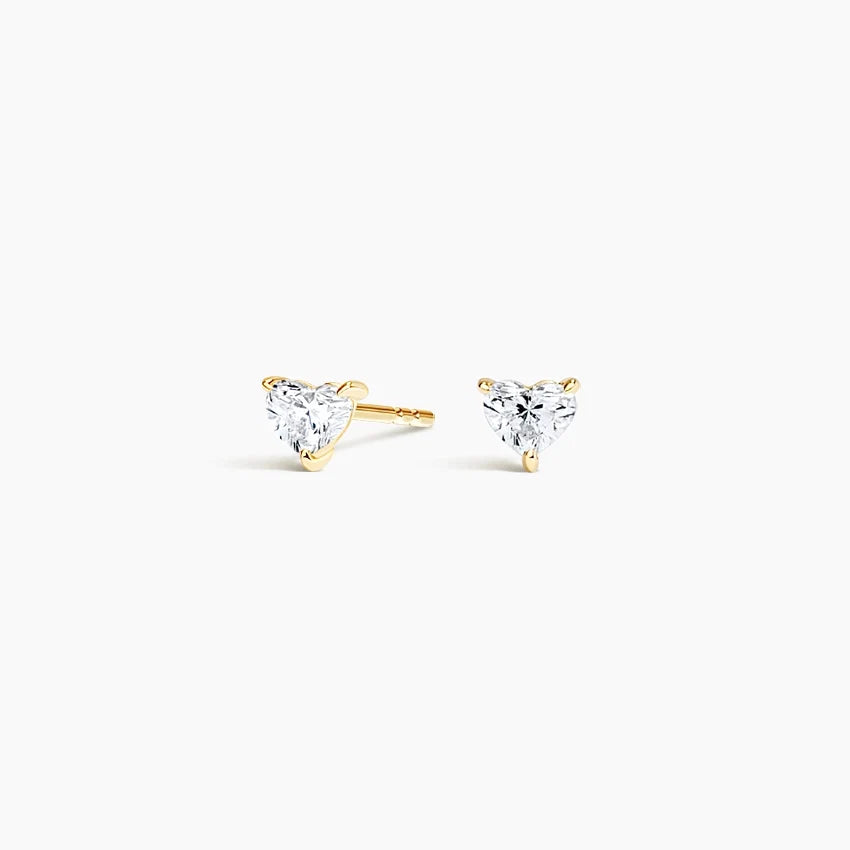 Heart Stud Lab Diamond Earrings ( 0.12 ct * 2 ) 18K Yellow Gold