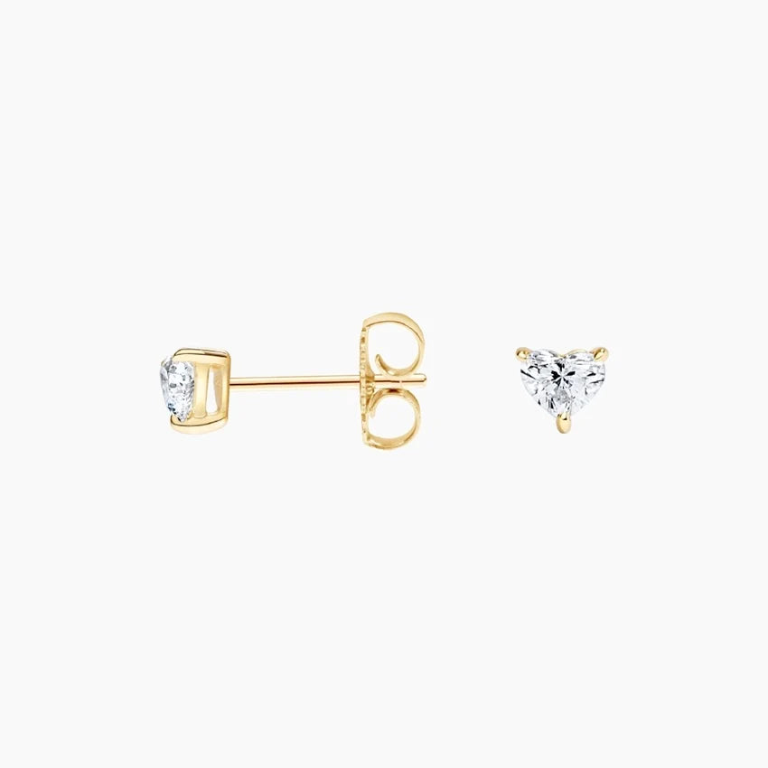 Heart Stud Lab Diamond Earrings ( 0.12 ct * 2 ) 18K Yellow Gold