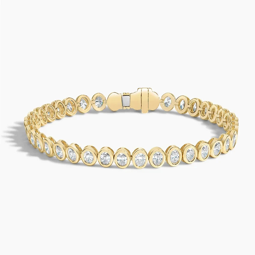 Oval Bezel Tennis Bracelet ( 4 ct tw. ) CVD Diamonds 18K Yellow Gold