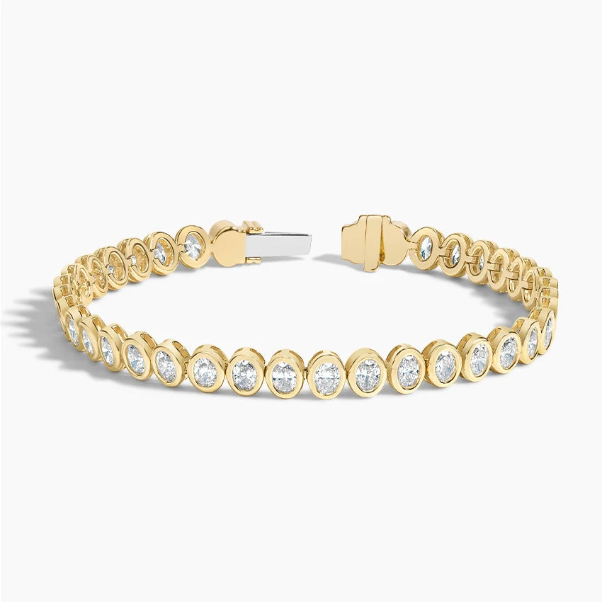 Oval Bezel Tennis Bracelet ( 4 ct tw. ) CVD Diamonds 18K Yellow Gold