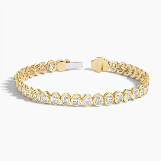 Oval Bezel Tennis Bracelet ( 4 ct tw. ) CVD Diamonds 18K Yellow Gold