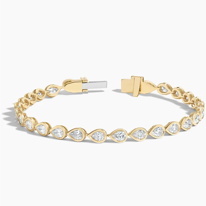 Pear Bezel Tennis Bracelet ( 3 ct tw. ) CVD Diamonds 18K Yellow Gold