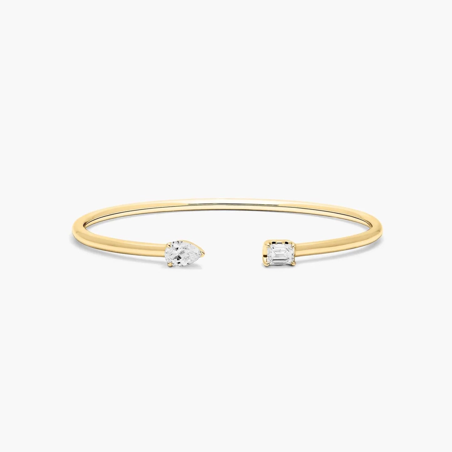 Pear & Emerald Lab Diamond ( 1 ct. tw) Open Bangle Bracelet 18K Yellow Gold