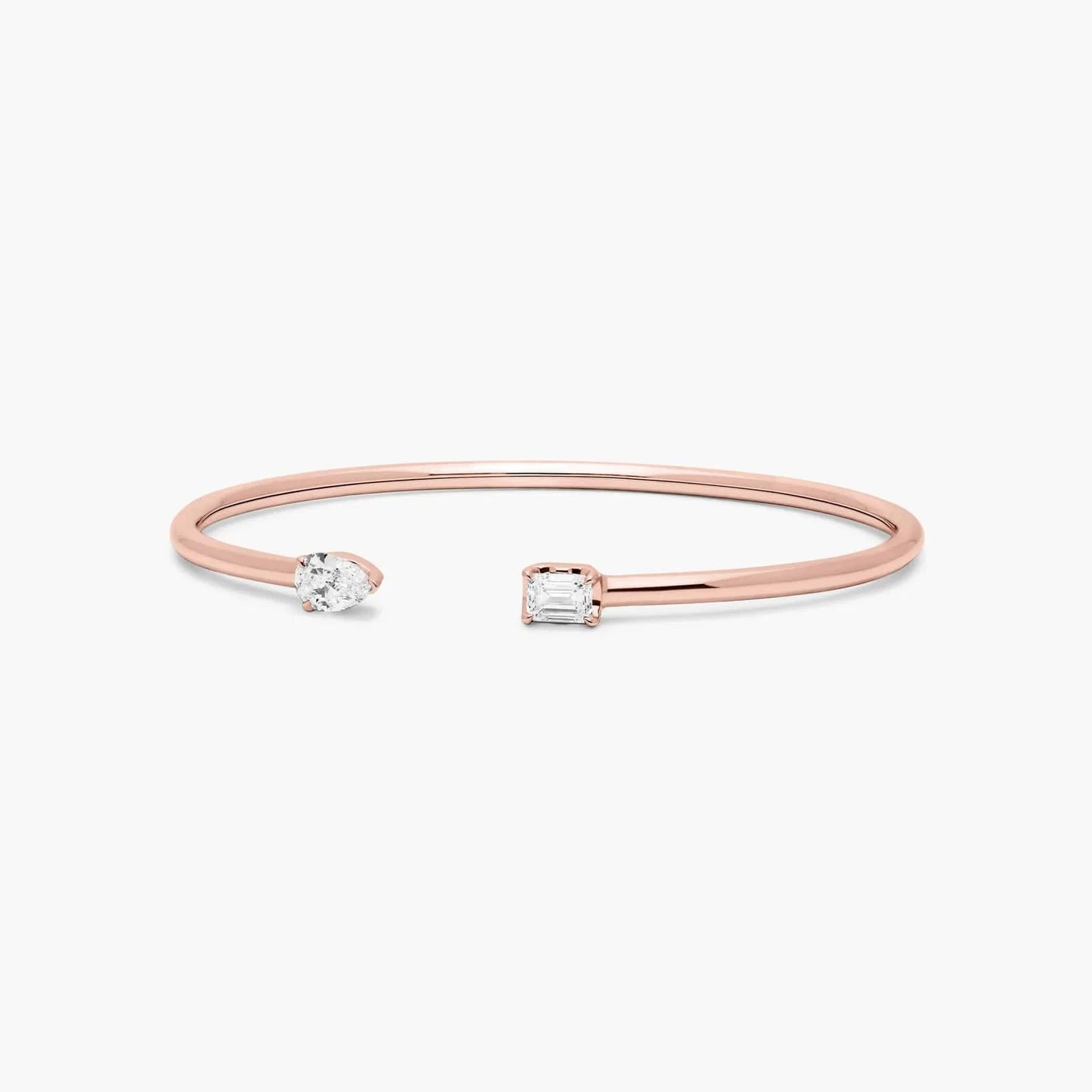 Pear & Emerald Lab Diamond ( 1 ct. tw) Open Bangle Bracelet 18K Rose Gold