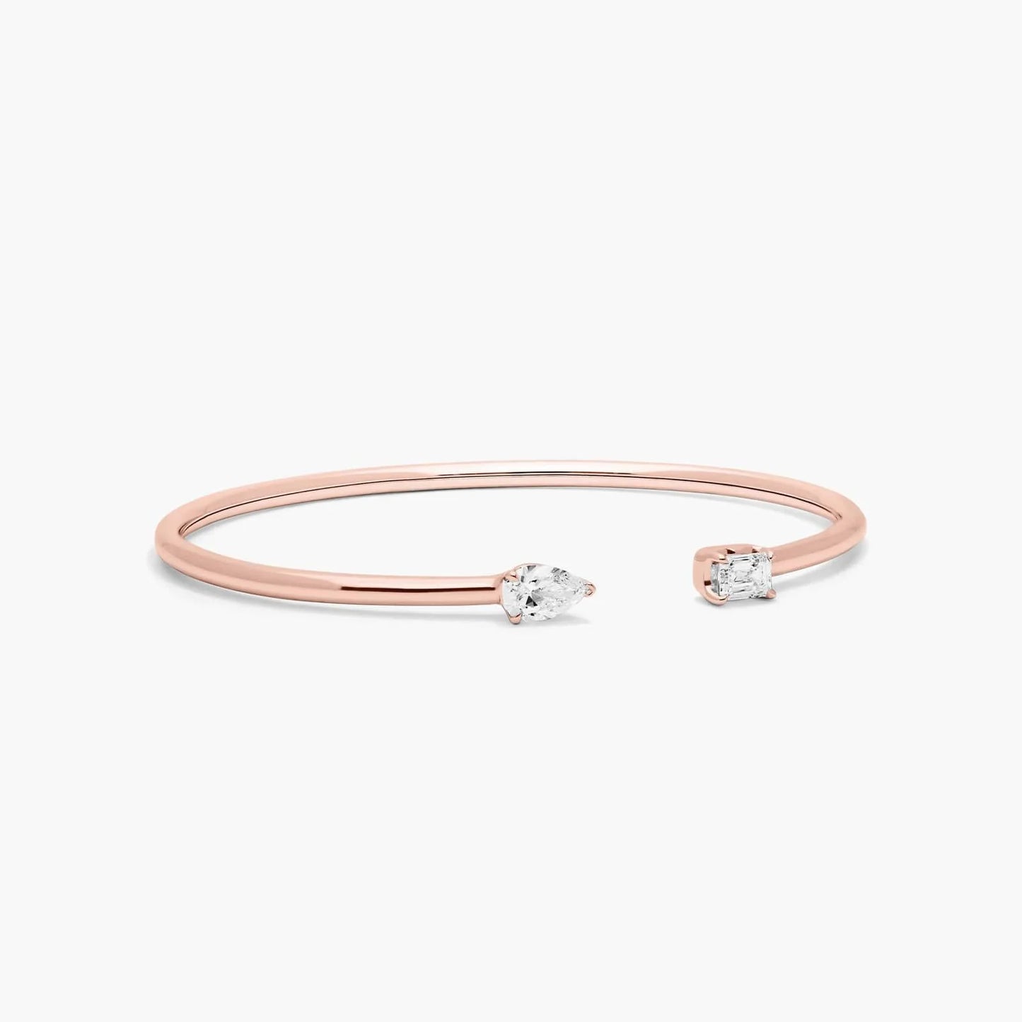 Pear & Emerald Lab Diamond ( 1 ct. tw) Open Bangle Bracelet 18K Rose Gold