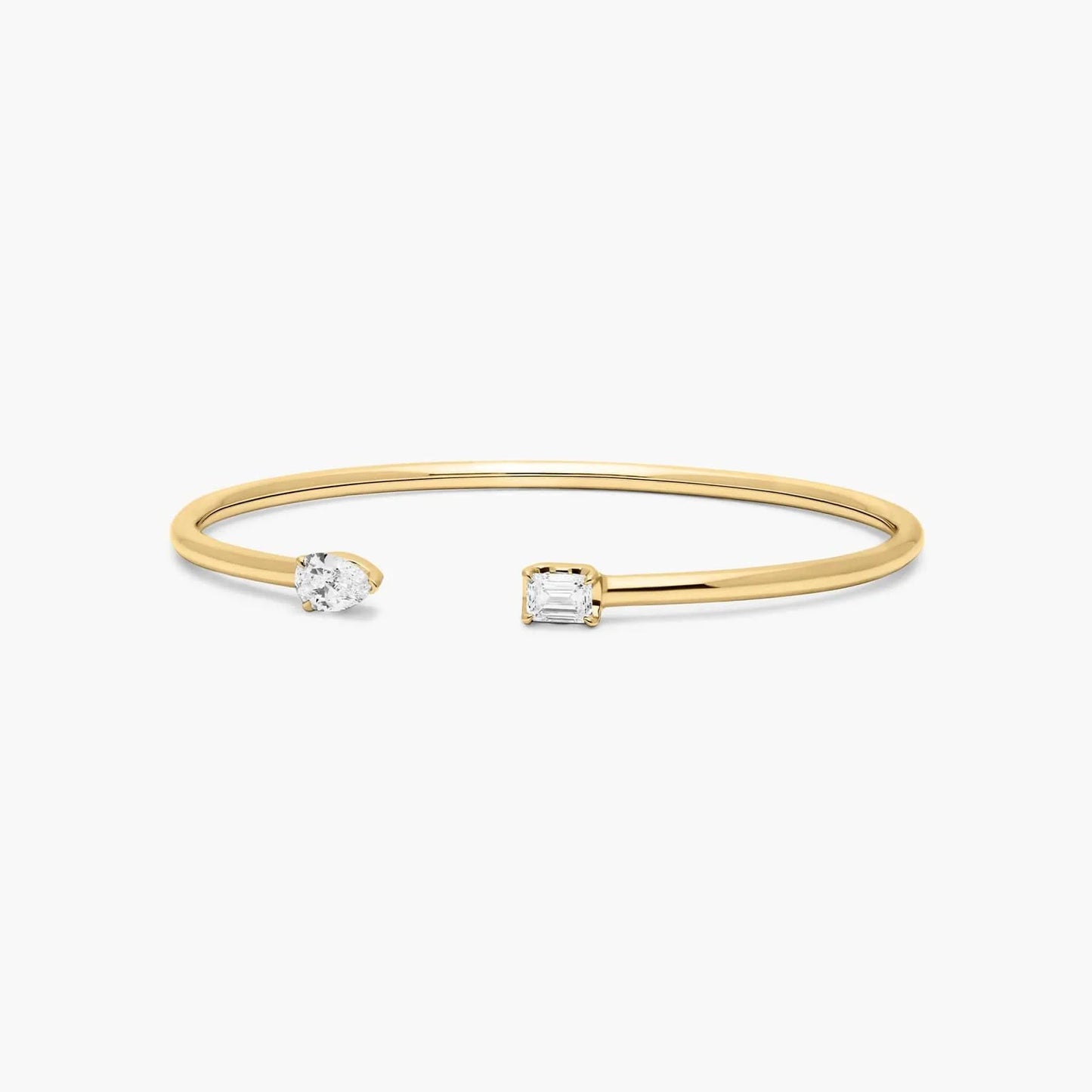 Pear & Emerald Lab Diamond ( 1 ct. tw) Open Bangle Bracelet 18K Yellow Gold
