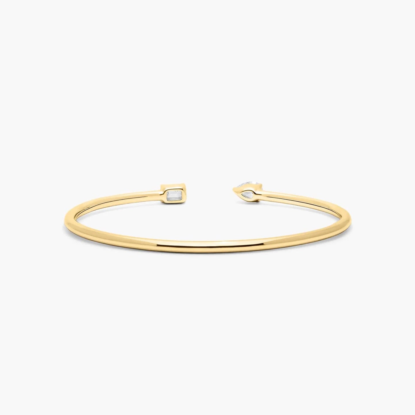 Pear & Emerald Lab Diamond ( 1 ct. tw) Open Bangle Bracelet 18K Yellow Gold