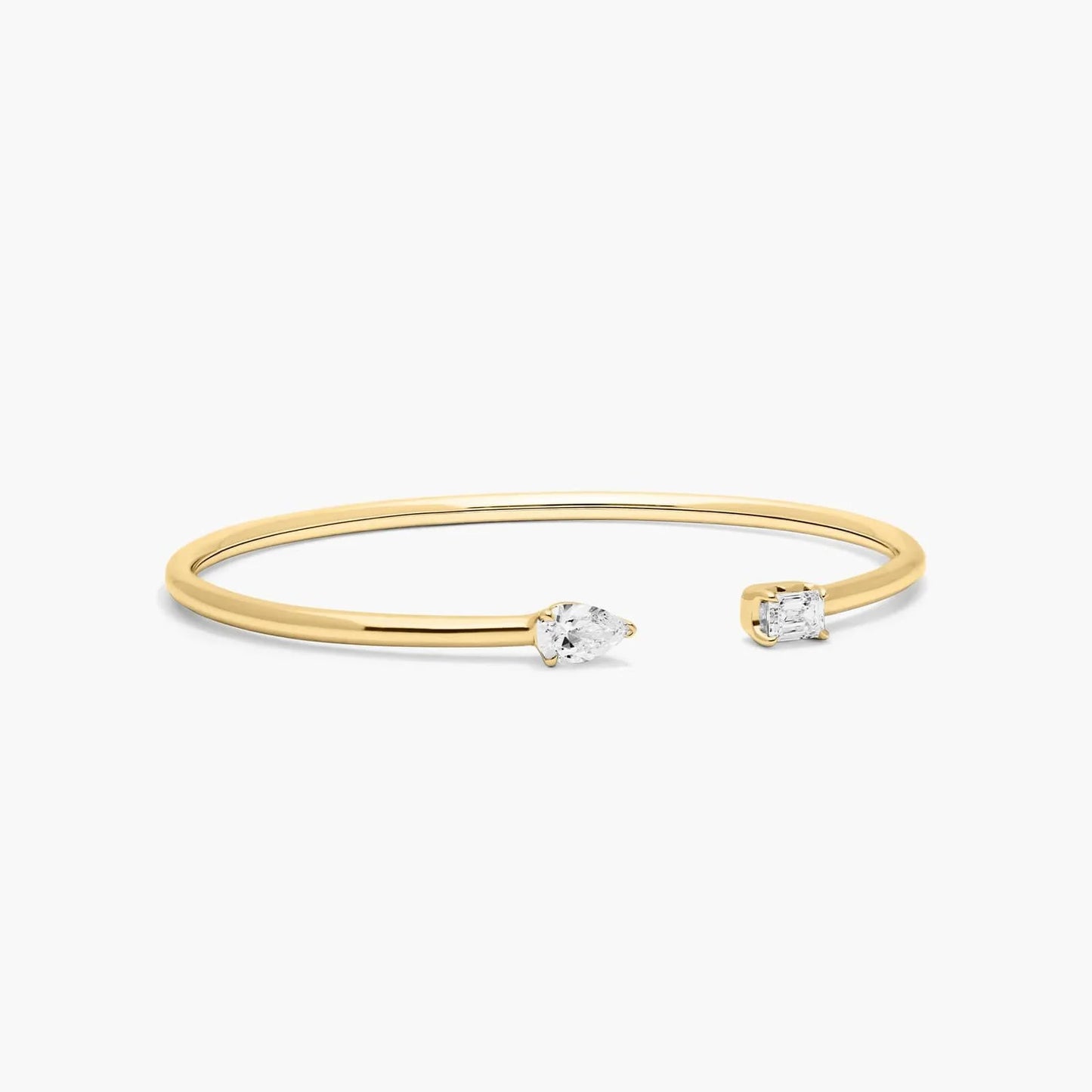 Pear & Emerald Lab Diamond ( 1 ct. tw) Open Bangle Bracelet 18K Yellow Gold