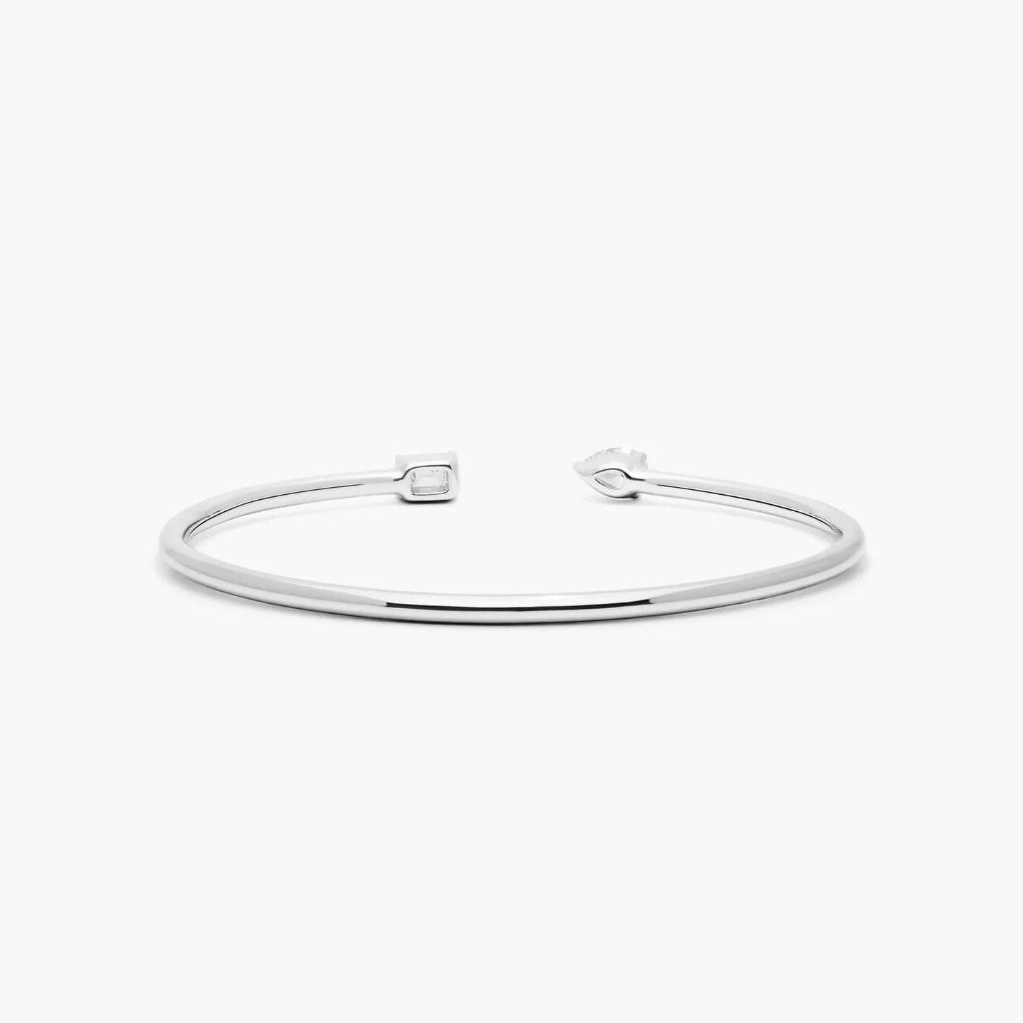 Pear & Emerald Lab Diamond ( 1 ct. tw) Open Bangle Bracelet 18K White Gold