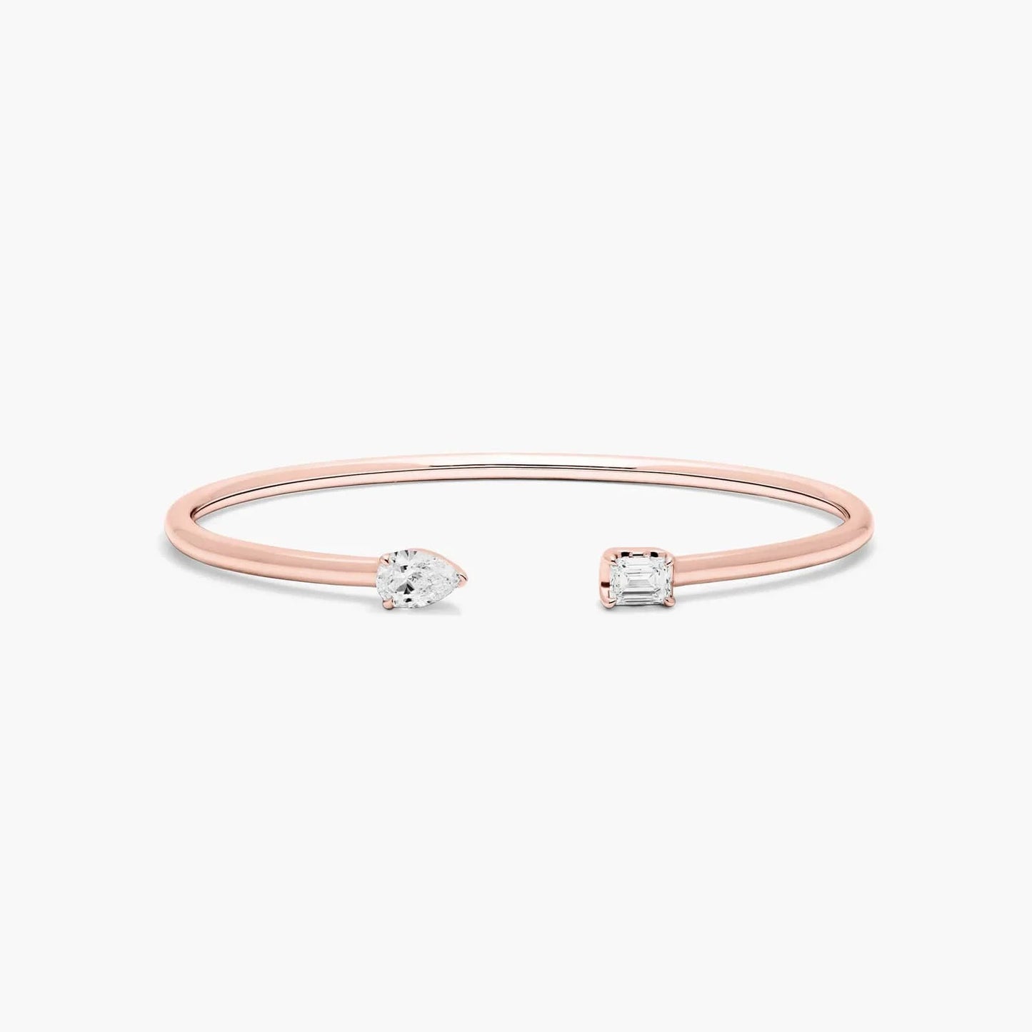 Pear & Emerald Lab Diamond ( 1 ct. tw) Open Bangle Bracelet 18K Rose Gold