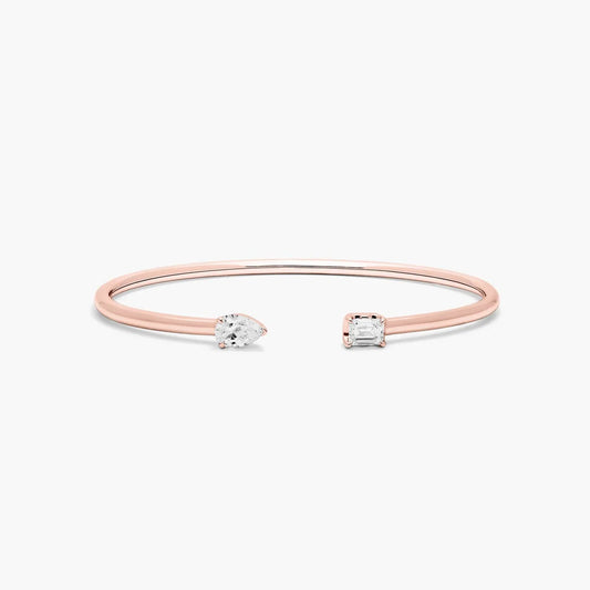Pear & Emerald Lab Diamond ( 1 ct. tw) Open Bangle Bracelet 18K Rose Gold