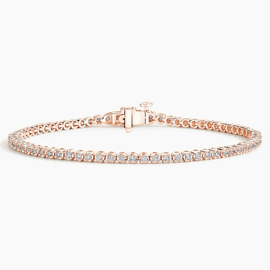Round Bezel Tennis Bracelet (1 ct tw.) CVD Diamonds 18K Rose Gold