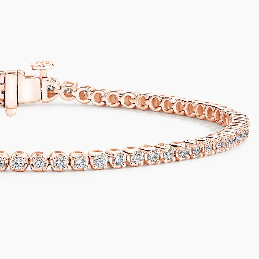 Round Bezel Tennis Bracelet (1 ct tw.) CVD Diamonds 18K Rose Gold