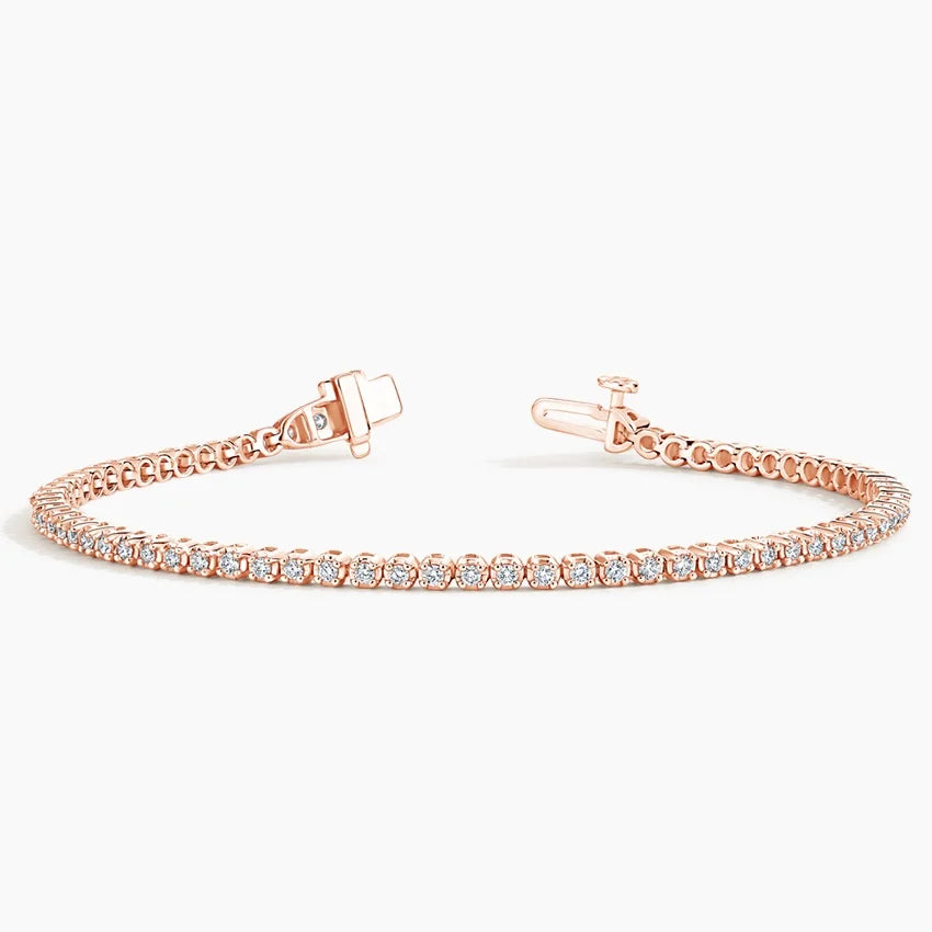 Round Bezel Tennis Bracelet (1 ct tw.) CVD Diamonds 18K Rose Gold