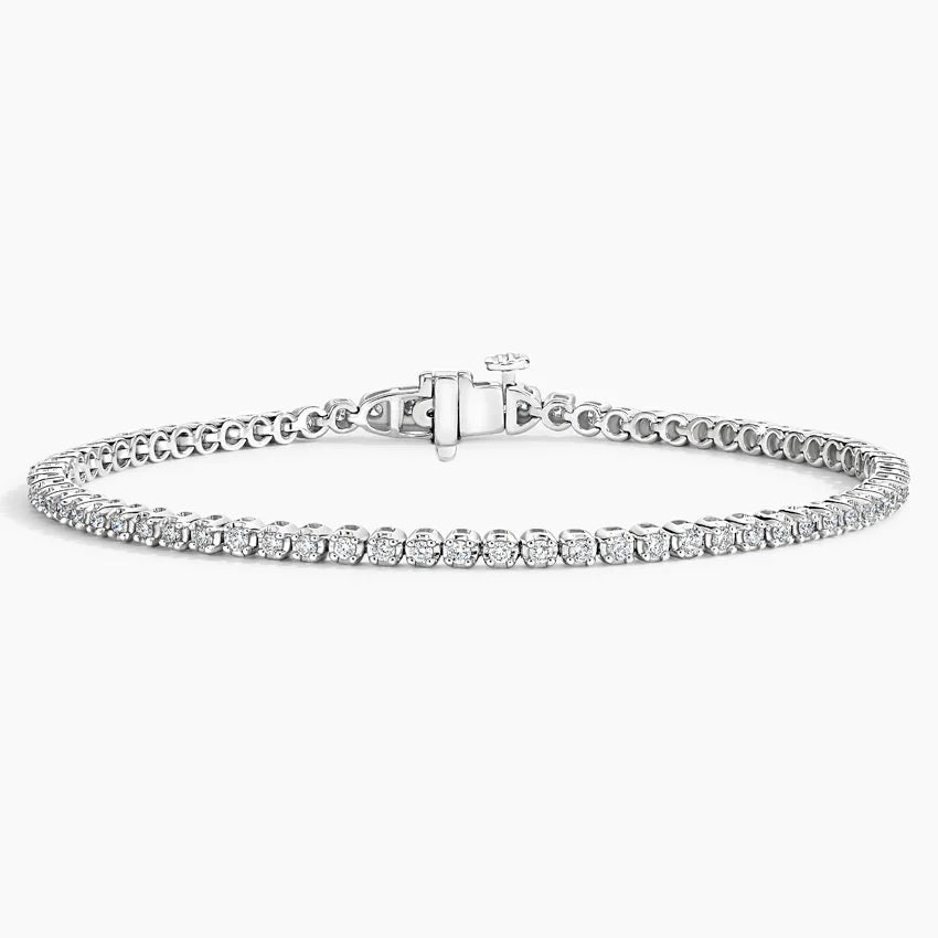 Round Bezel Tennis Bracelet (1 ct tw.) CVD Diamonds 18K White Gold