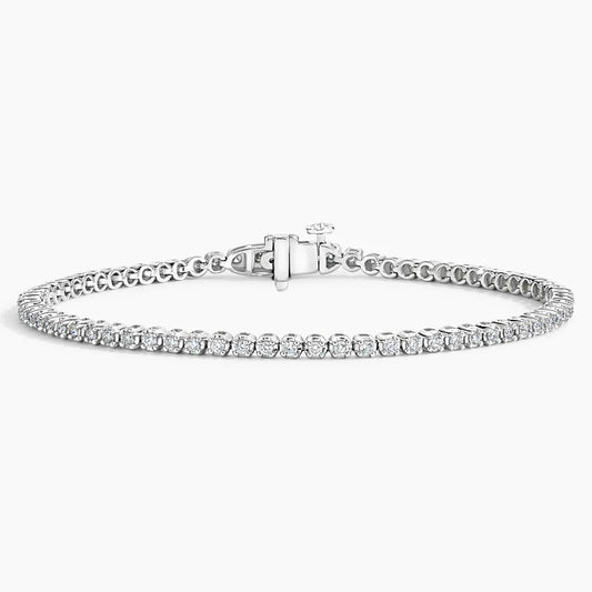 Round Bezel Tennis Bracelet (1 ct tw.) CVD Diamonds 18K White Gold