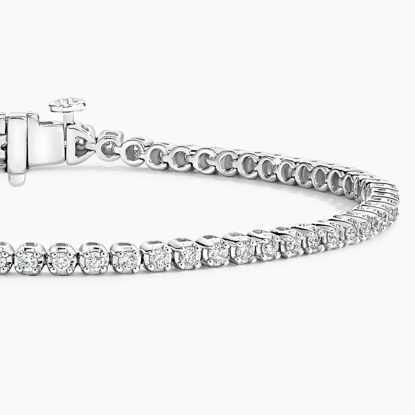 Round Bezel Tennis Bracelet (1 ct tw.) CVD Diamonds 18K White Gold