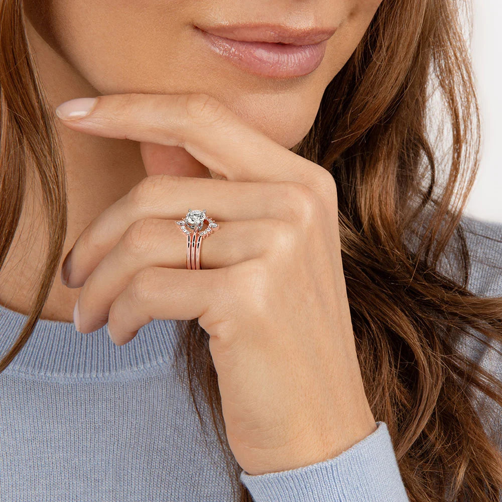 Twin Band Lab Grown Diamond Ring 18K Gold - Amour | 1 of 2 rings