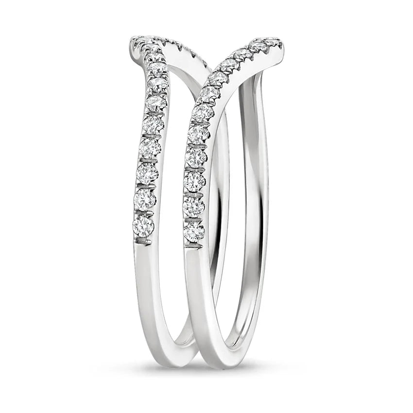Twin Band Lab Grown Diamond Ring 18K White Gold - Tara | 1 of 2 rings