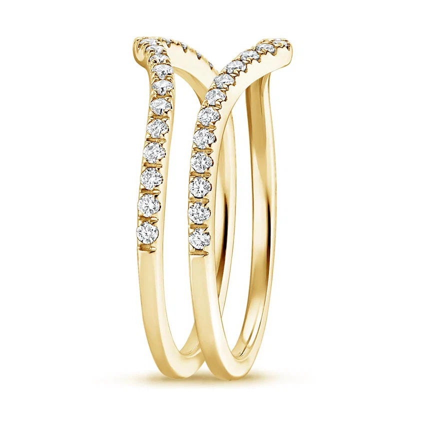 Twin Band Lab Grown Diamond Ring 18K Yellow Gold - Tara | 1 of 2 rings
