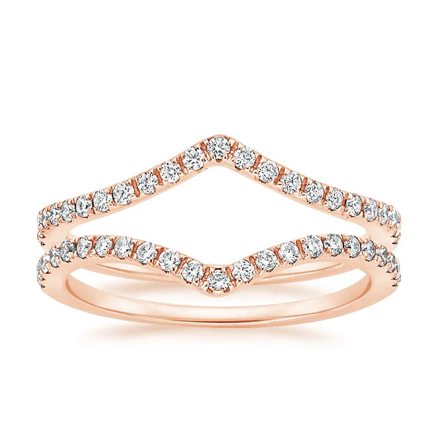 Twin Band Lab Grown Diamond Ring 18K Rose Gold - Tara | 1 of 2 rings
