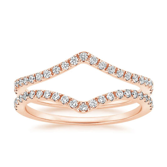 Twin Band Lab Grown Diamond Ring 18K Rose Gold - Tara | 1 of 2 rings